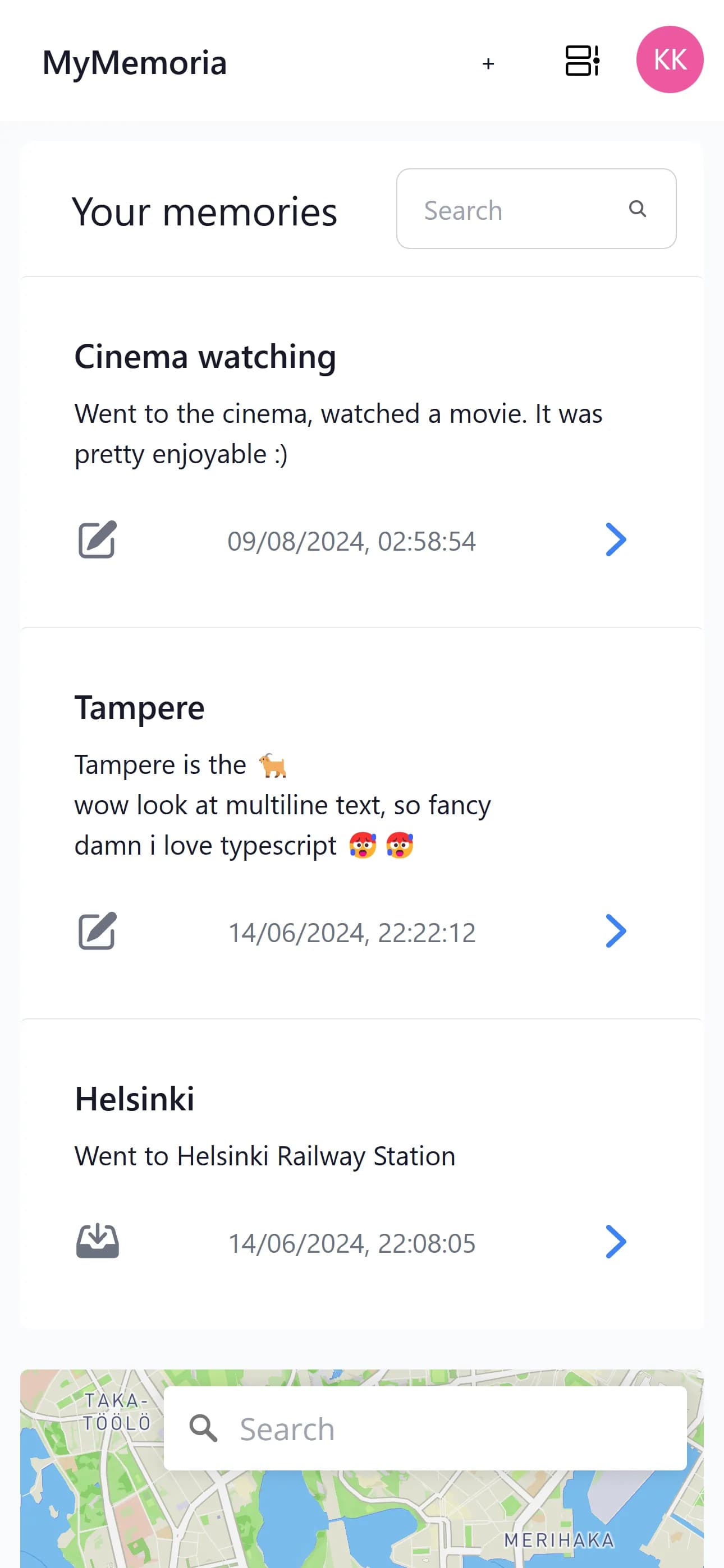 Screenshot of mymemoria.app