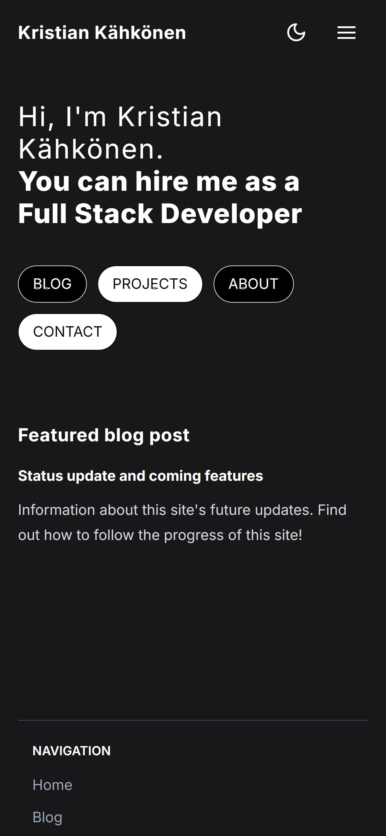 Screenshot of kristiankahkonen.com